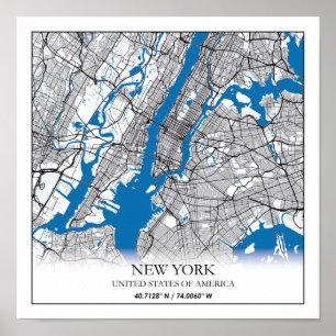 New York NY USA Travel City Map Poster