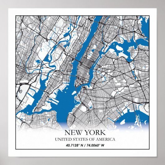 New York NY USA Travel City Map Poster (Voorkant)