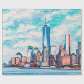 New York, NY, VS. Uitzichten op grote wolkenkrabbe Cadeaupapier (Vlak)