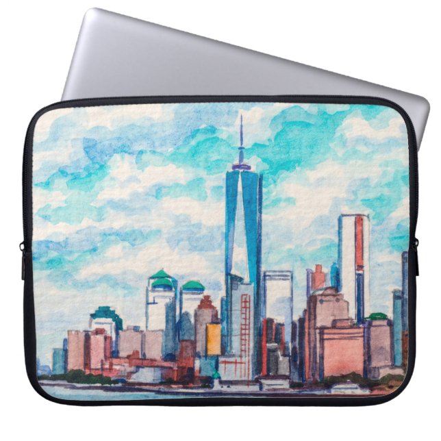 New York, NY, VS. Uitzichten op grote wolkenkrabbe Laptop Sleeve (Voorkant)
