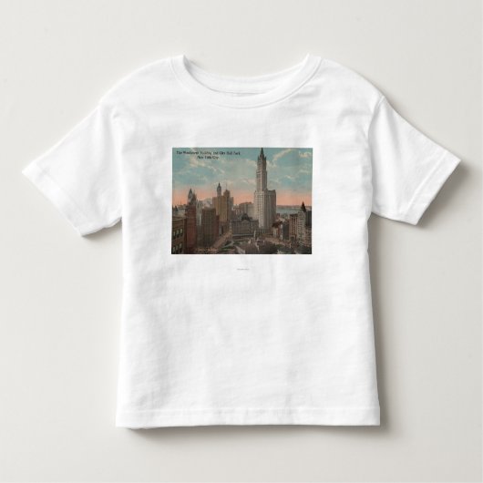 New York, NY - Woolworth Building en City Hall Kinder Shirts (Voorkant)