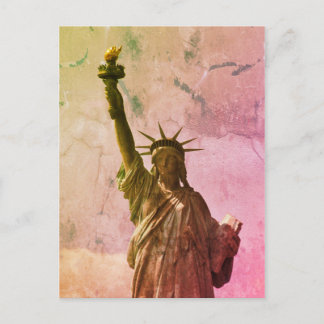 New York NYC City color  standbeeld liberté Briefkaart