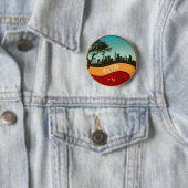 New York NYC City Skyline Retro Button (In situ)