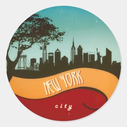 New York NYC City Skyline Retro  Sticker (Voorkant)