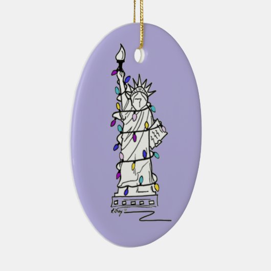 New York NYC Kerstmis Hanukkah Vrijheidsbeeld Keramisch Ornament (Rechts)