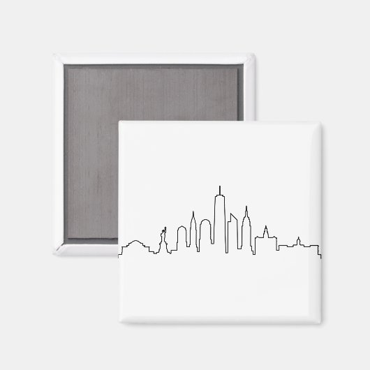 NEW YORK NYC Manhatten USA City Skyline Silhouette Magneet (Voorkant / Achterkant)