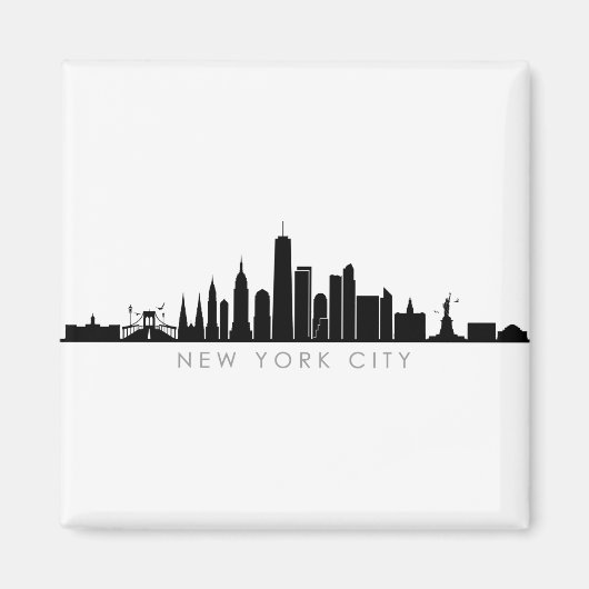 NEW YORK NYC Manhatten USA City Skyline Silhouette Magneet (Voorkant)