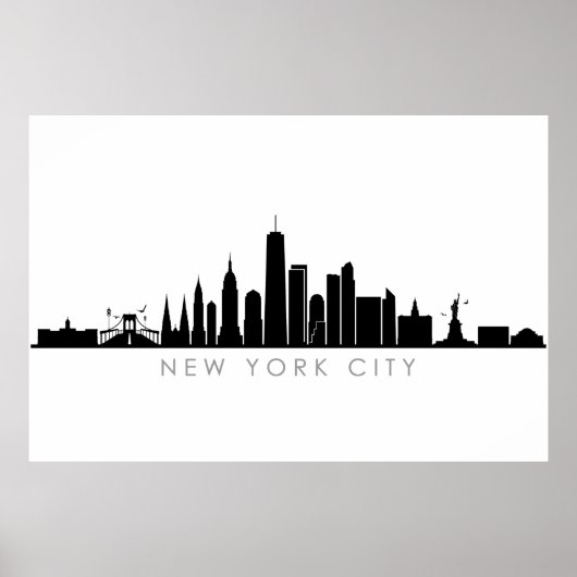 NEW YORK NYC Manhatten USA City Skyline Silhouette Poster (Voorkant)