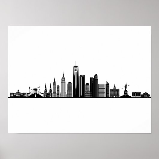NEW YORK NYC Manhatten USA City Skyline Silhouette Poster (Voorkant)