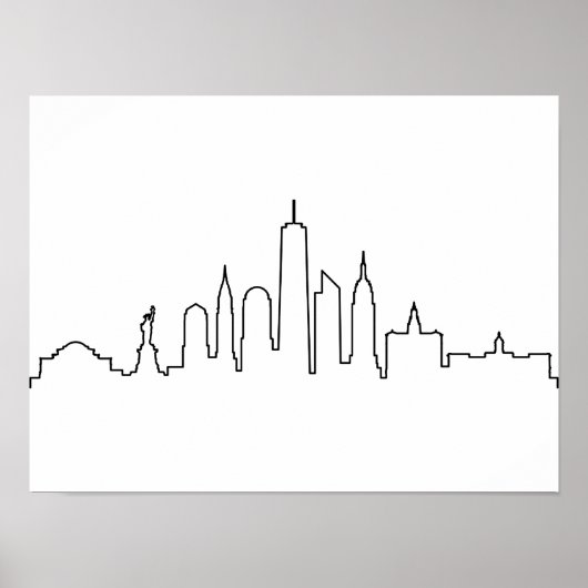 NEW YORK NYC Manhatten USA City Skyline Silhouette Poster (Voorkant)