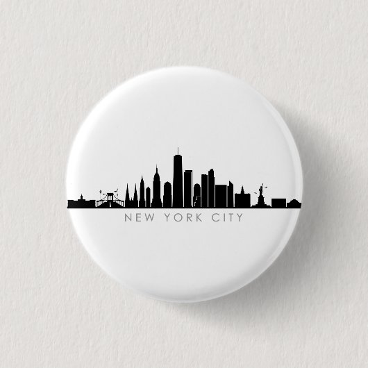 NEW YORK NYC Manhatten USA City Skyline Silhouette Ronde Button 3,2 Cm (Voorkant)