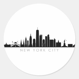 NEW YORK NYC Manhatten USA City Skyline Silhouette Ronde Sticker