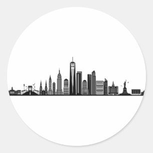 NEW YORK NYC Manhatten USA City Skyline Silhouette Ronde Sticker