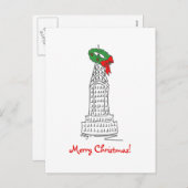 New York NYC Merry KerstSkyscraper Wreath Feestdagenkaart (Voorkant / Achterkant)