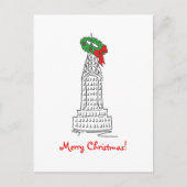 New York NYC Merry KerstSkyscraper Wreath Feestdagenkaart (Voorkant)