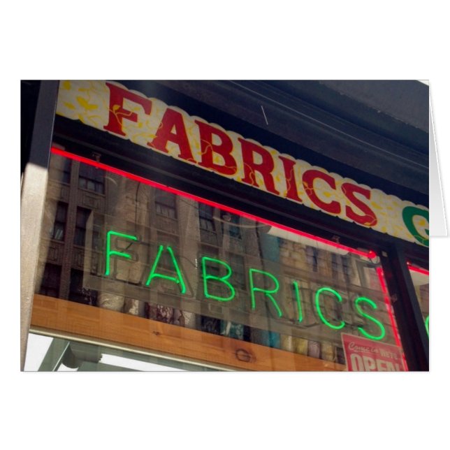 New York NYC Neon Sign Garment District Fabrics (Voorkant Horizontaal)