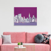 New York NYC paarse Canvas Afdruk (Insitu (Woonkamer))