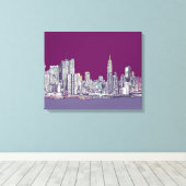 New York NYC paarse Canvas Afdruk (Insitu (Houten vloer))