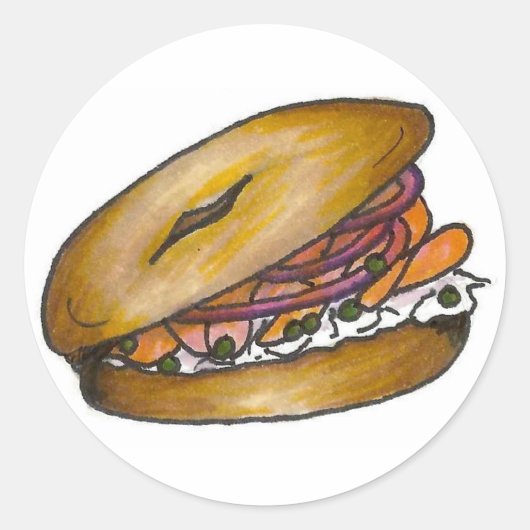 New York NYC Plain Bagel Cream Cheese Capers Lox Ronde Sticker (Voorkant)