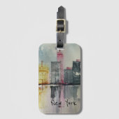 New York NYC Skyline Cityscape original artwork Bagagelabel (Voorkant (verticaal))
