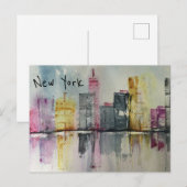 New York NYC Skyline Cityscape original artwork Briefkaart (Voorkant / Achterkant)
