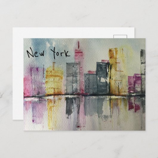 New York NYC Skyline Cityscape original artwork Briefkaart (Voorkant / Achterkant)
