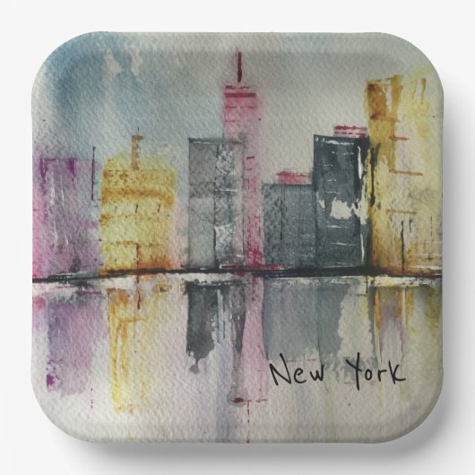 New York NYC Skyline Cityscape original artwork Papieren Bordje (Voorkant)