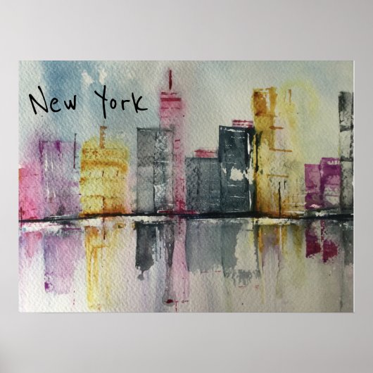New York NYC Skyline Cityscape original artwork Poster (Voorkant)