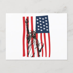 New York NYC Status of Liberty USA America Flag Briefkaart