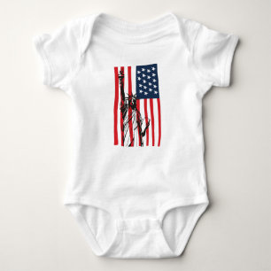 New York NYC Status of Liberty USA America Flag Romper