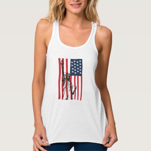 New York NYC Status of Liberty USA America Flag Tanktop (Voorkant)