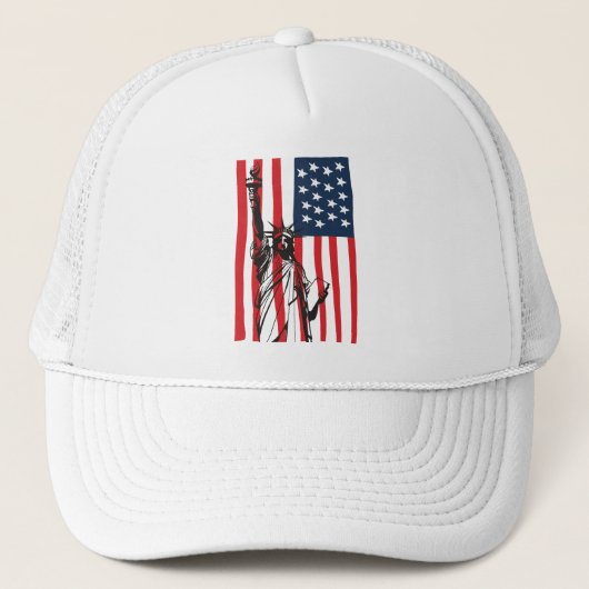 New York NYC Status of Liberty USA America Flag Trucker Pet (Voorkant)