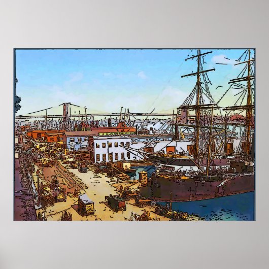New York, Old Harbour Poster (Voorkant)