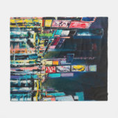 'New York' olieschilderij, een nachtelijk uitzicht Fleece Deken (Voorkant (Horizontaal))