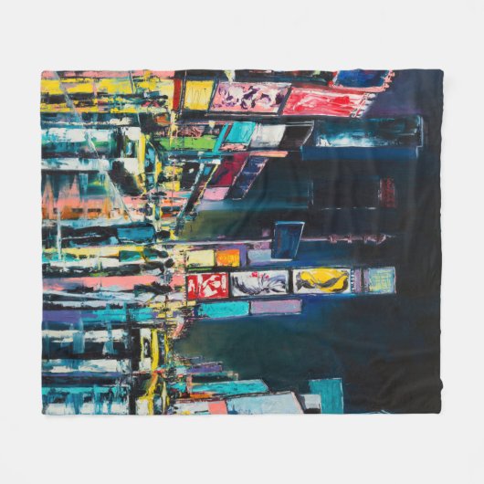 'New York' olieschilderij, een nachtelijk uitzicht Fleece Deken (Voorkant (Horizontaal))