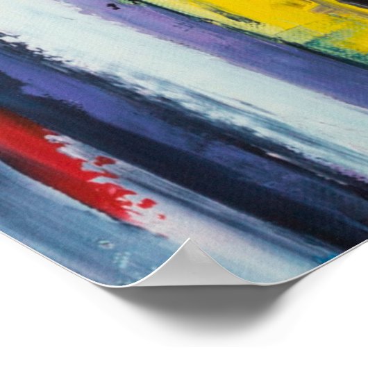 'New York' olieschilderij, een nachtelijk uitzicht Poster (Hoek)