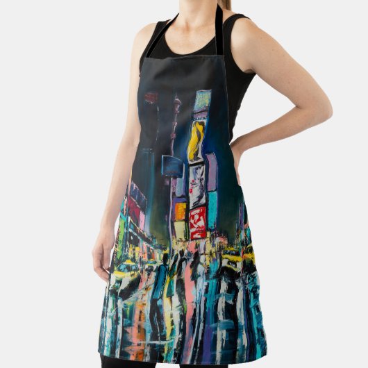 'New York' olieschilderij, een nachtelijk uitzicht Schort (Insitu)