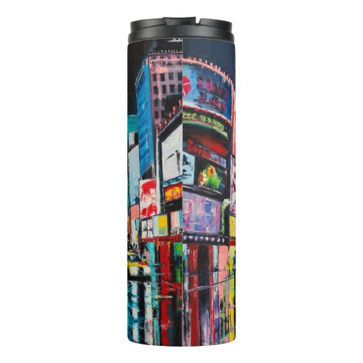 'New York' olieschilderij, een nachtelijk uitzicht Thermosbeker (Achterkant)