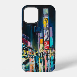 "New York" olieverfschilderij, een nachtaanzicht v iPhone 12 Hoesje