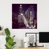New York op nacht 2 Poster (Thuiskantoor)