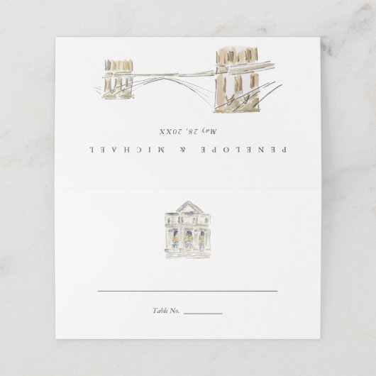 New York Openbare Bibliotheek NYC Bruiloft Plaatskaartje (Buitenkant ongevouwen)