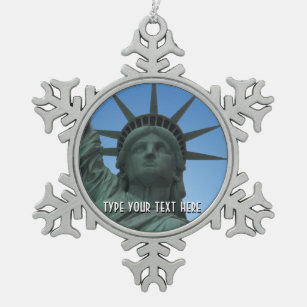 New York Ornament, gepersonaliseerd New York Souve Tin Sneeuwvlok Ornament