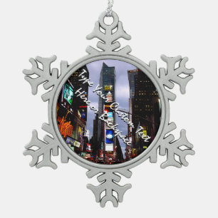 New York Ornament, gepersonaliseerd New York Souve Tin Sneeuwvlok Ornament