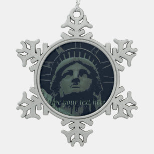 New York Ornament, gepersonaliseerd New York Souve Tin Sneeuwvlok Ornament