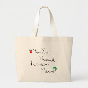 New York, Parijs, Londen, Miami Grote Tote Bag