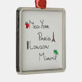 New York, Parijs, Londen, Miami Metalen Ornament (Rechts)