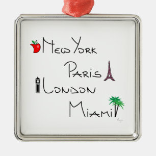 New York, Parijs, Londen, Miami Metalen Ornament