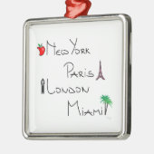 New York, Parijs, Londen, Miami Metalen Ornament (Links)