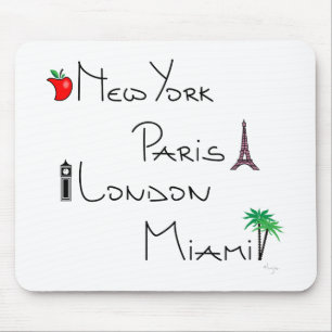 New York, Parijs, Londen, Miami Muismat