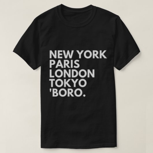 New York Paris London Tokyo Middlesbrough Boro T-shirt (Design voorkant)
